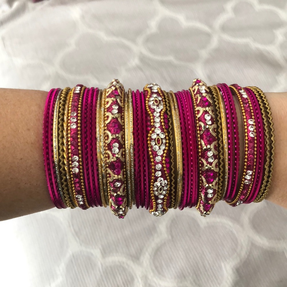 Pink and gold Indian bracelets!